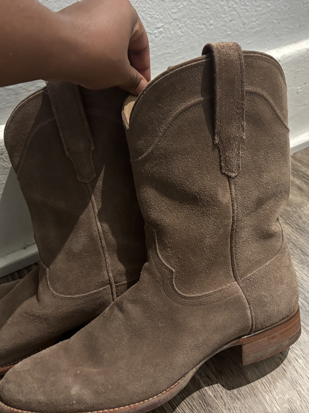 Mens Suede Tecovas Suede Cowboy Boots Sz11D Hand Made In Mexico Brown